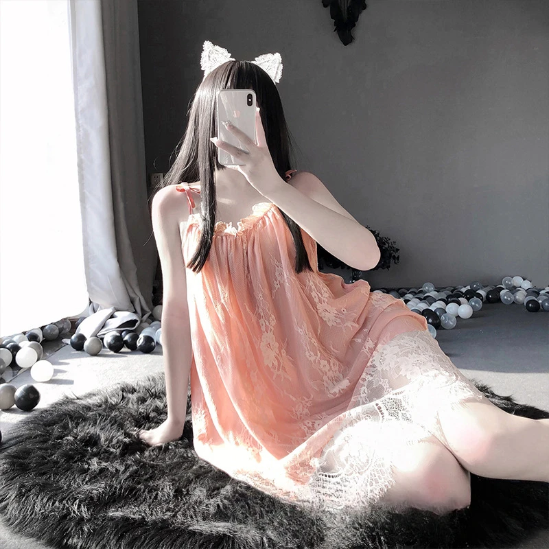 【奇幻夜】衣大码性感制服蕾丝吊带lolita睡裙女士夏季套装家居睡衣