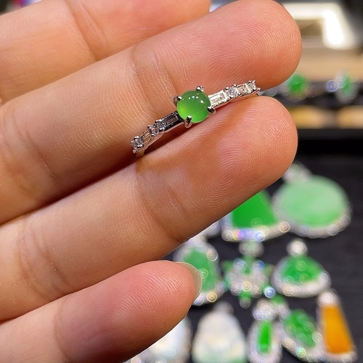 翡翠银S925镶嵌戒指