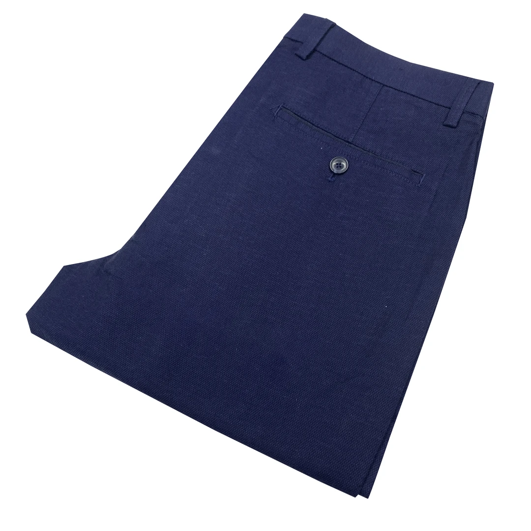 藏青色休闲裤纯色经典商务微弹中腰直筒弹力男士长裤XK243