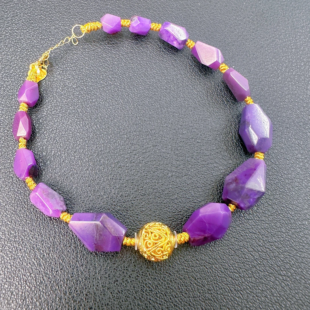 7223舒俱来玉化钻切大金球18k金手链多样性发一