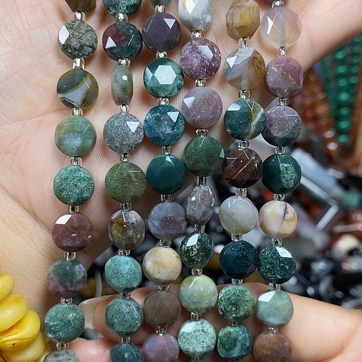 玛瑙/玉髓未镶嵌珠宝半成品天然玛瑙切面卡10mm一条