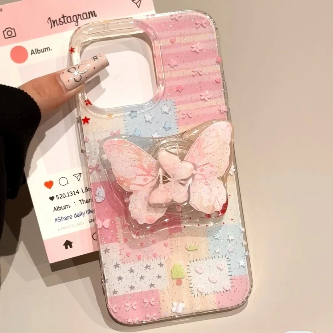 蝴蝶新款适用华为mate60苹果oppo小米15/14/13pro防摔vivo手机壳