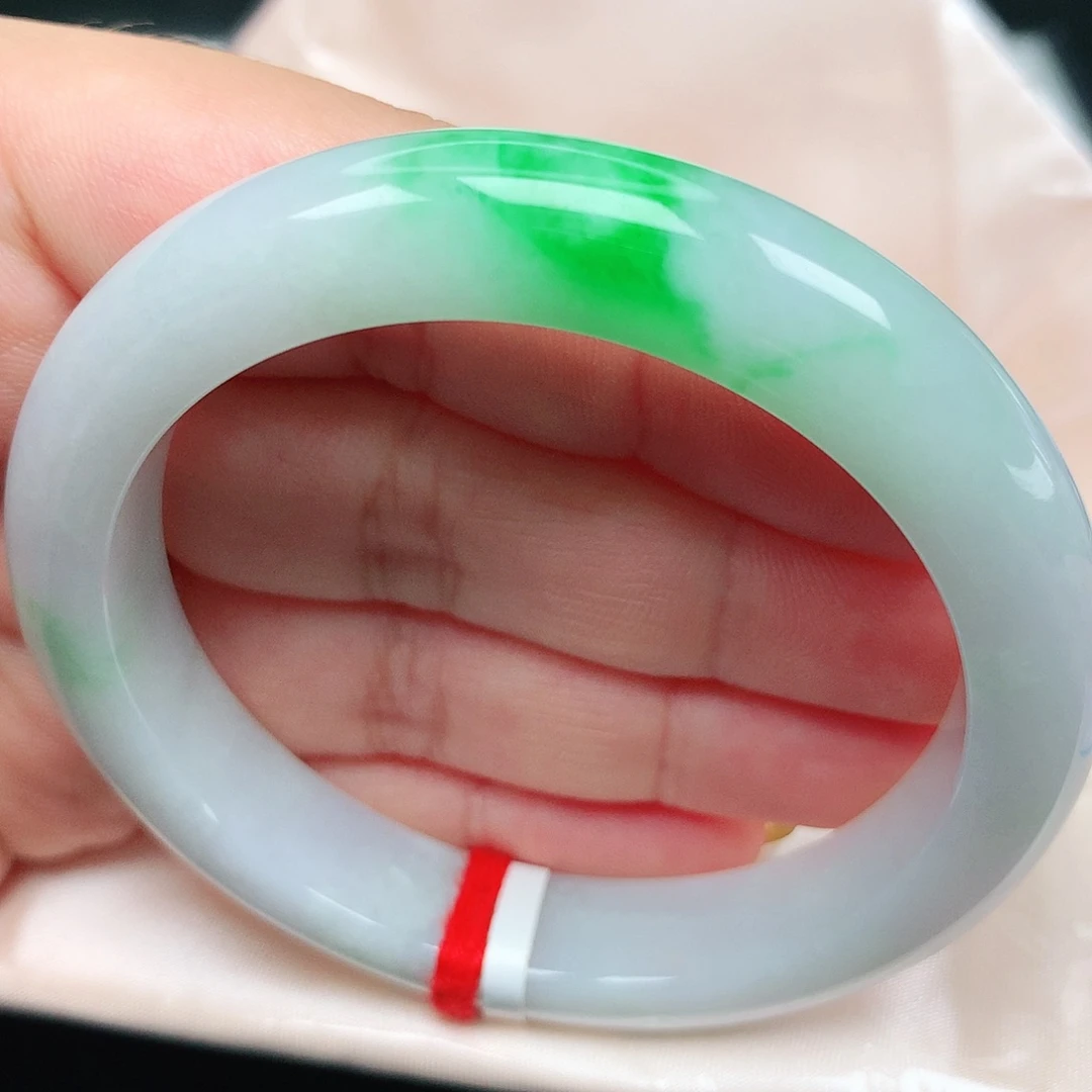 未镶嵌手镯翡翠17白底青阳绿