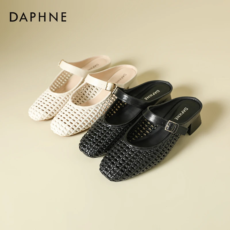 达芙妮法式包头懒人半拖外穿2025夏季新款透气镂空高级感绝美凉拖