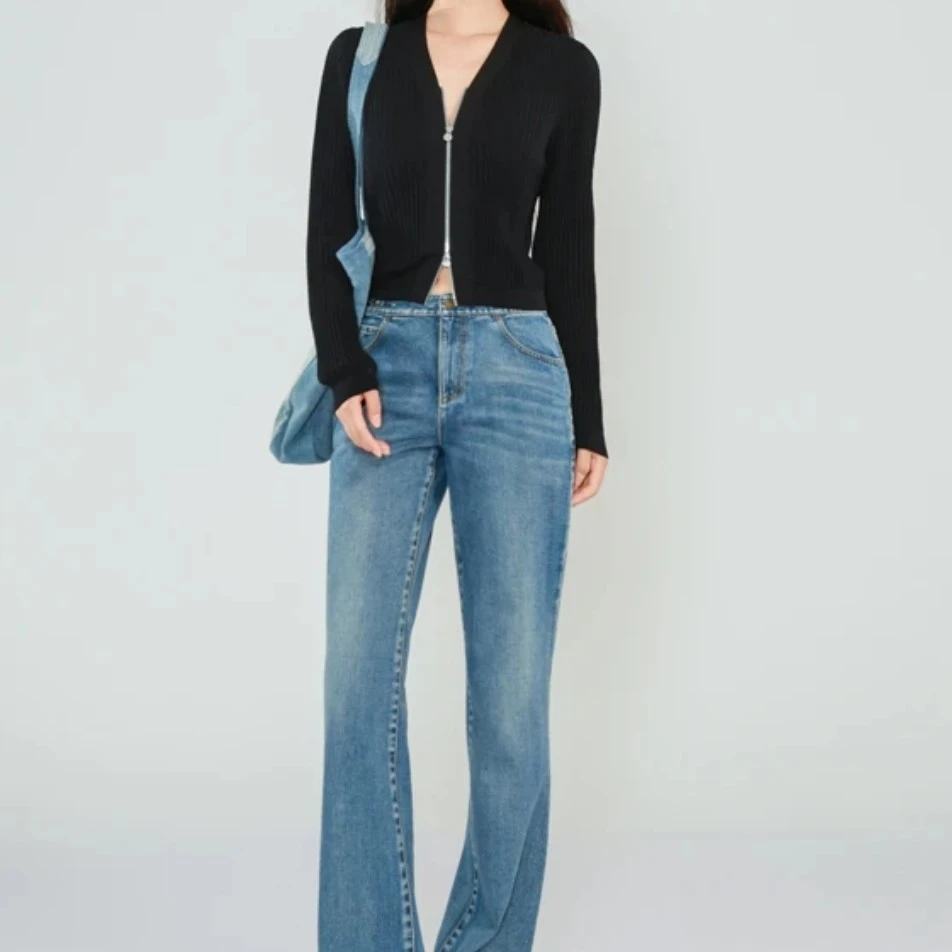 阿玛施拉链长袖拼接常规不起球薄款毛针织衫上衣548026