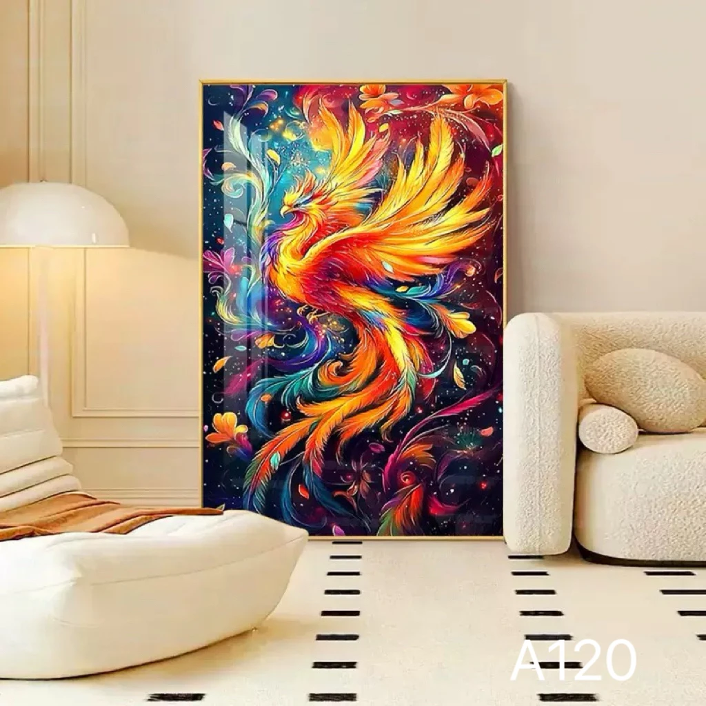 十字绣凤凰于飞吉祥凤凰图现代装饰画手工线绣大格60×88