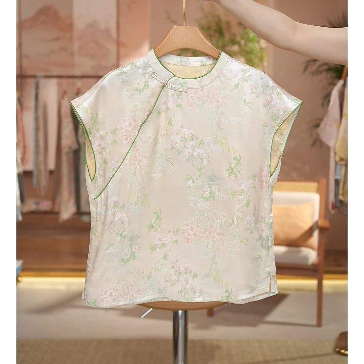 《 梨花细雨-短袖》新中式提花国风时尚休闲防晒透气短袖衬衫