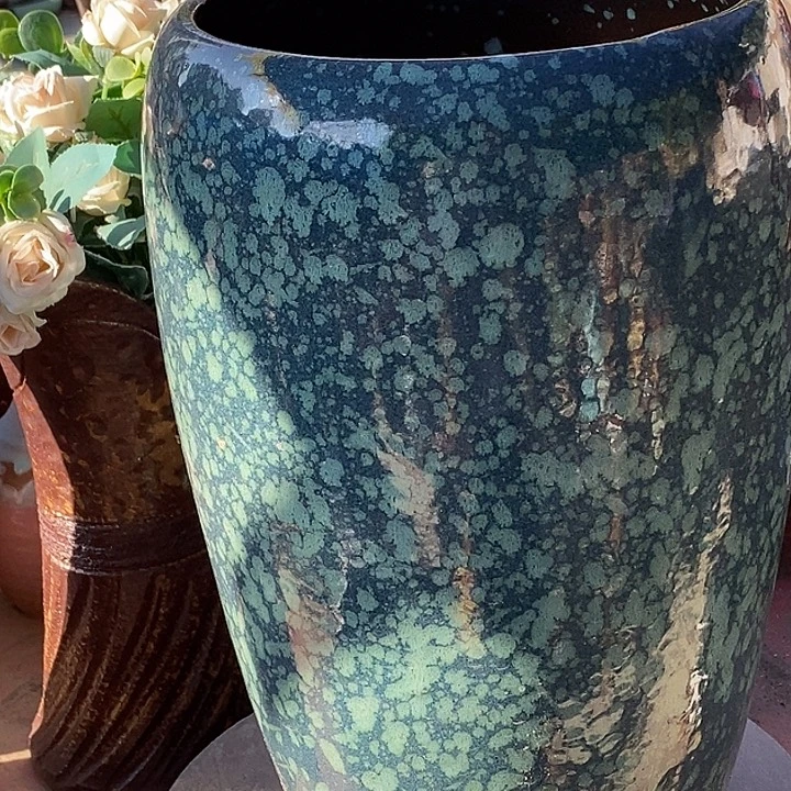 紫砂花盆内18高度33绿色