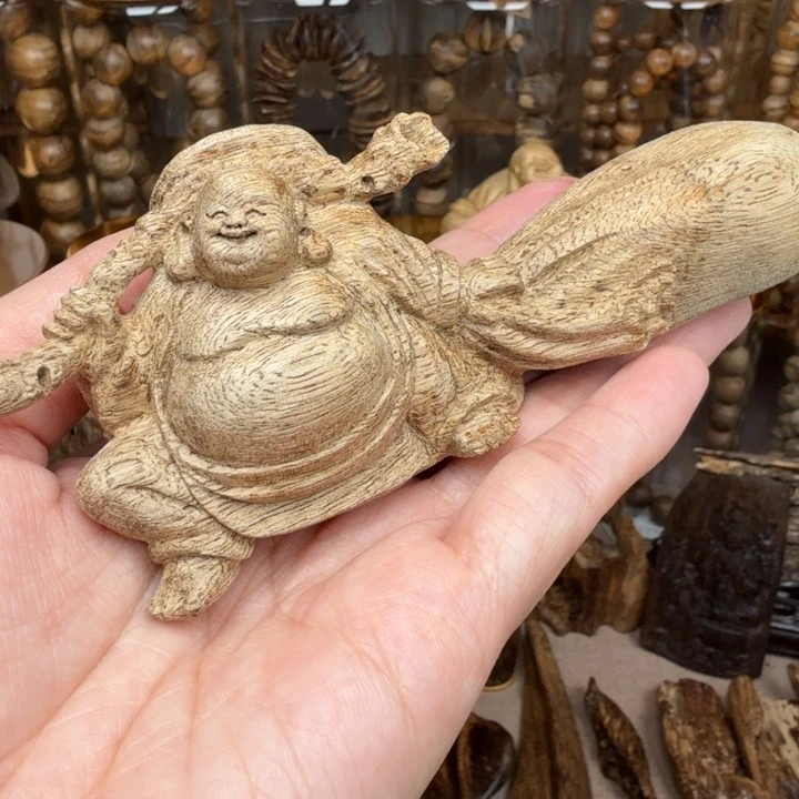 沉香沉香碎屑柬埔寨沉香弥勒佛28.3克