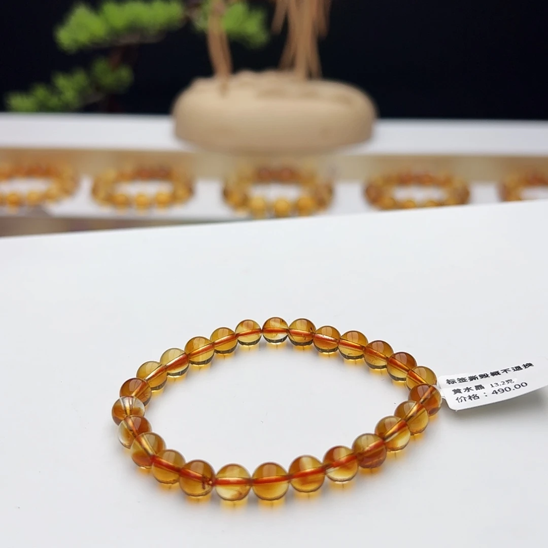 手链水晶未镶嵌黄塔晶7.2mm13.2