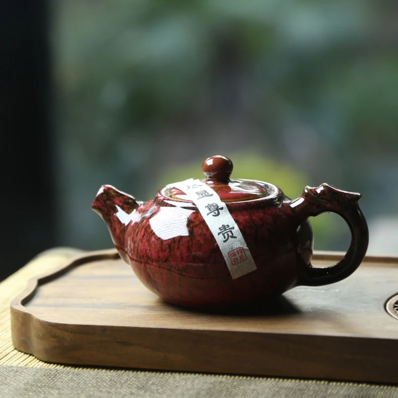 星月神话系列国风幻彩烈焰红白月梵星同色系纯手工窑变茶具创意