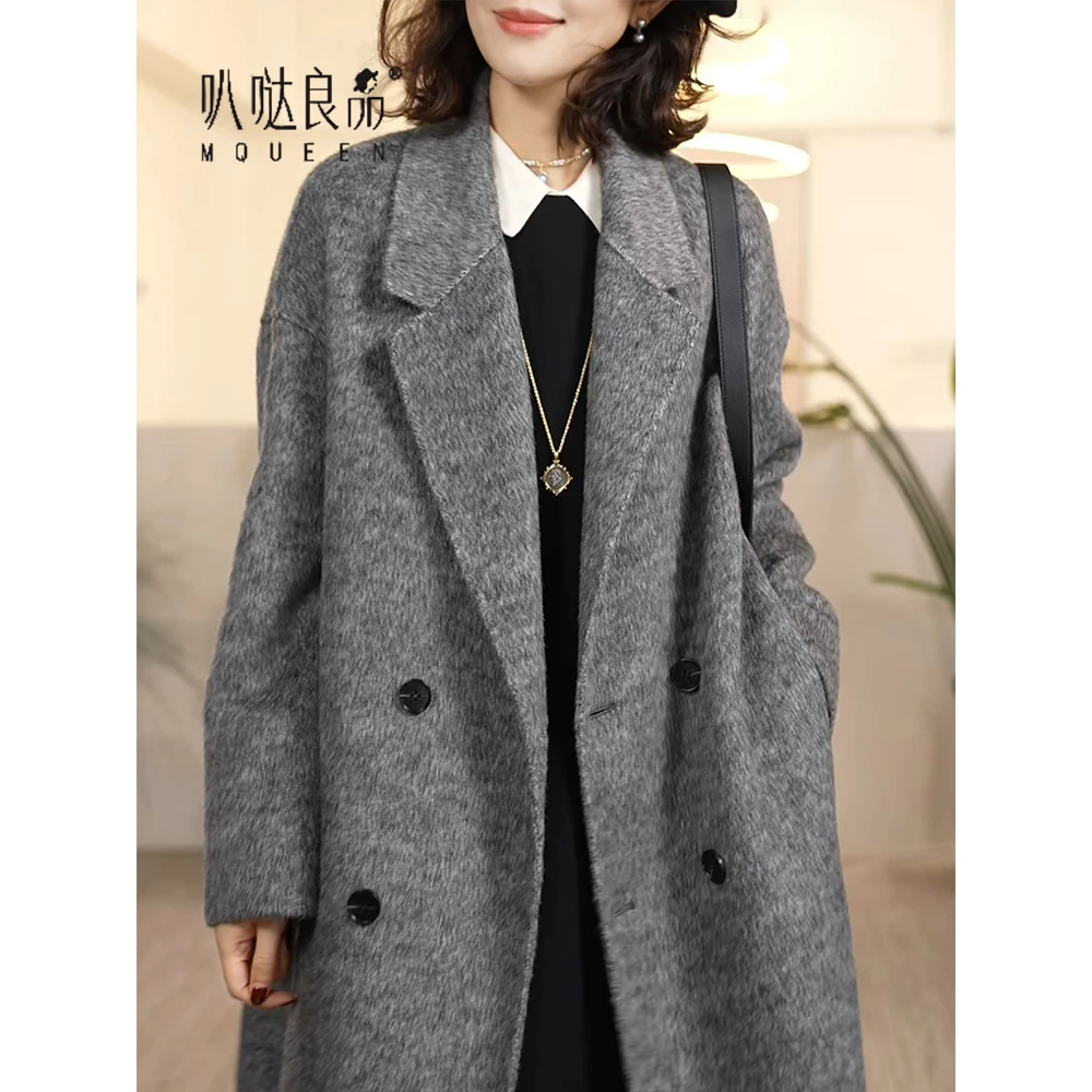 【叭哒不惑】 怦然心动 绵羊毛兔毛桑蚕丝百搭宽松秋冬毛呢大衣