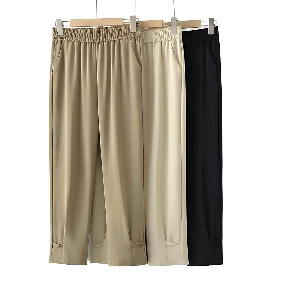 妈妈裤子夏季女款爆款2025新款休闲裤松紧腰大码高弹中老年哈伦裤