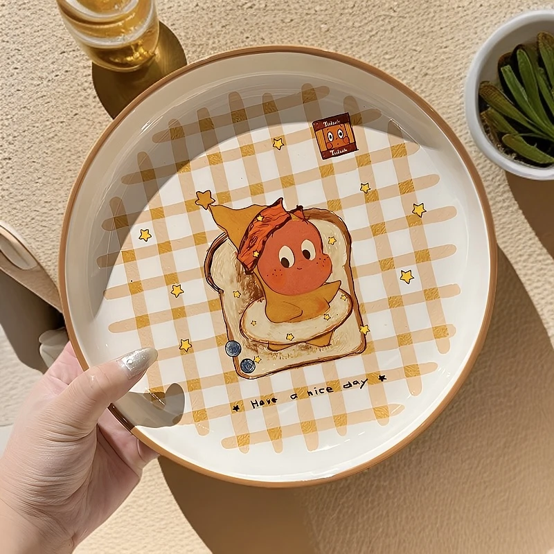 【ZY】星星人联名盘子吐司星星人格纹陶瓷8英寸深盘高颜值圆盘