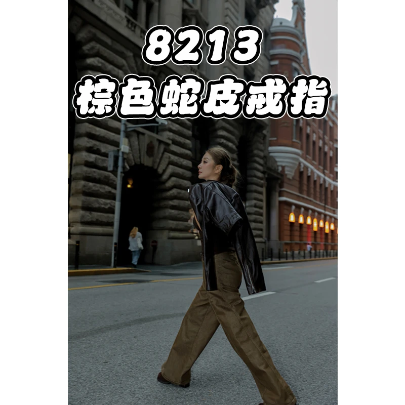 铜合金锆石戒指 个性百搭棕色蛇皮戒指8213