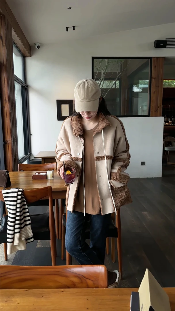 Nana 2025秋冬新款毛毛外套宽松韩版加绒加厚