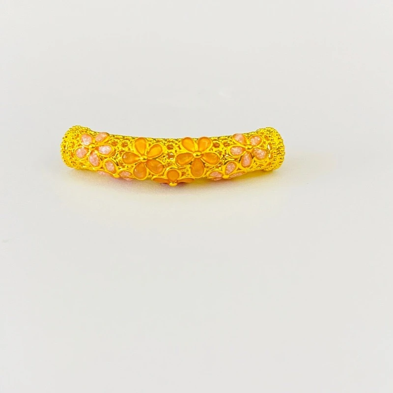 君潮黄金足金999粉色精品桃花弯管DP1389