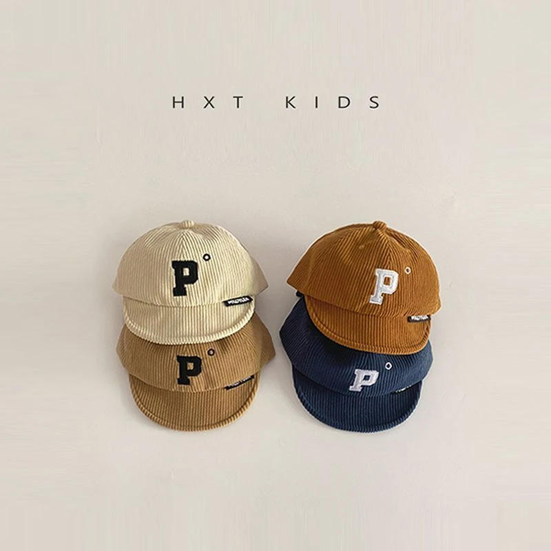 婴儿帽子秋冬季软檐字母鸭舌帽婴幼儿宝宝春秋灯芯绒洋气棒球帽潮