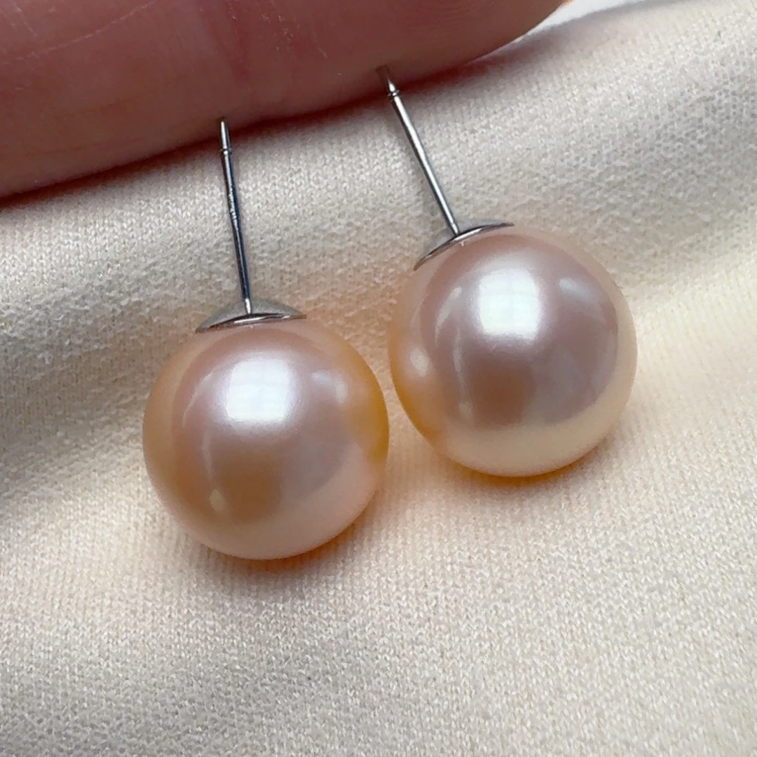 淡水珍珠银S925镶嵌耳饰@@tt066