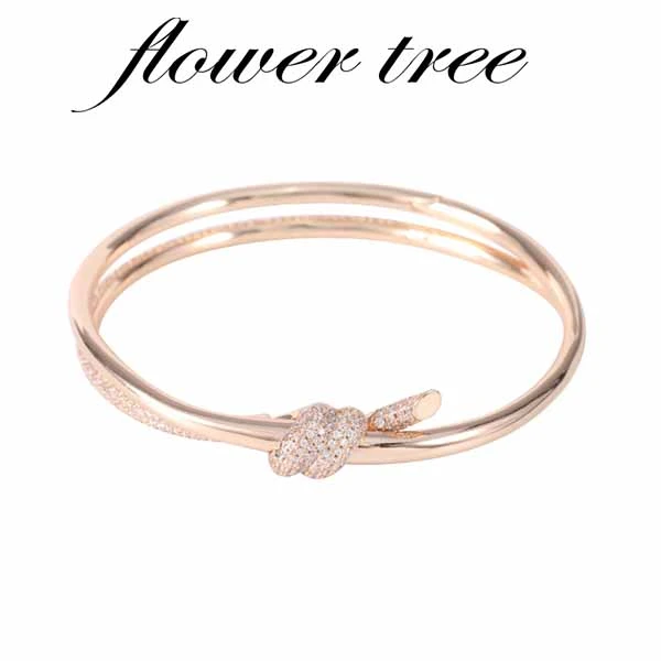 合金合成锆石手镯 7153 CNC精工 绳结满镶手镯