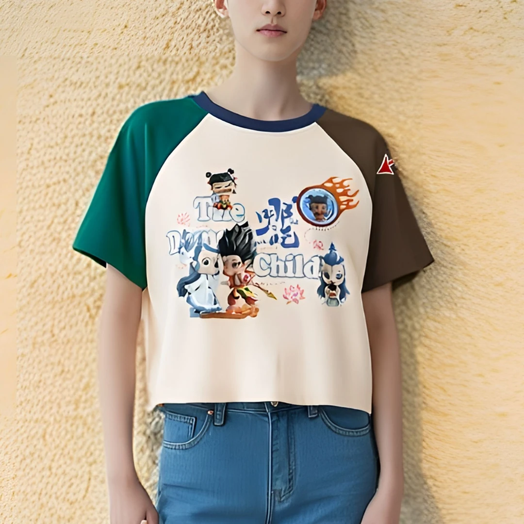 纯棉哪吒儿童衣服装女童T恤短袖男童小孩子宝宝上衣夏季潮牌童装