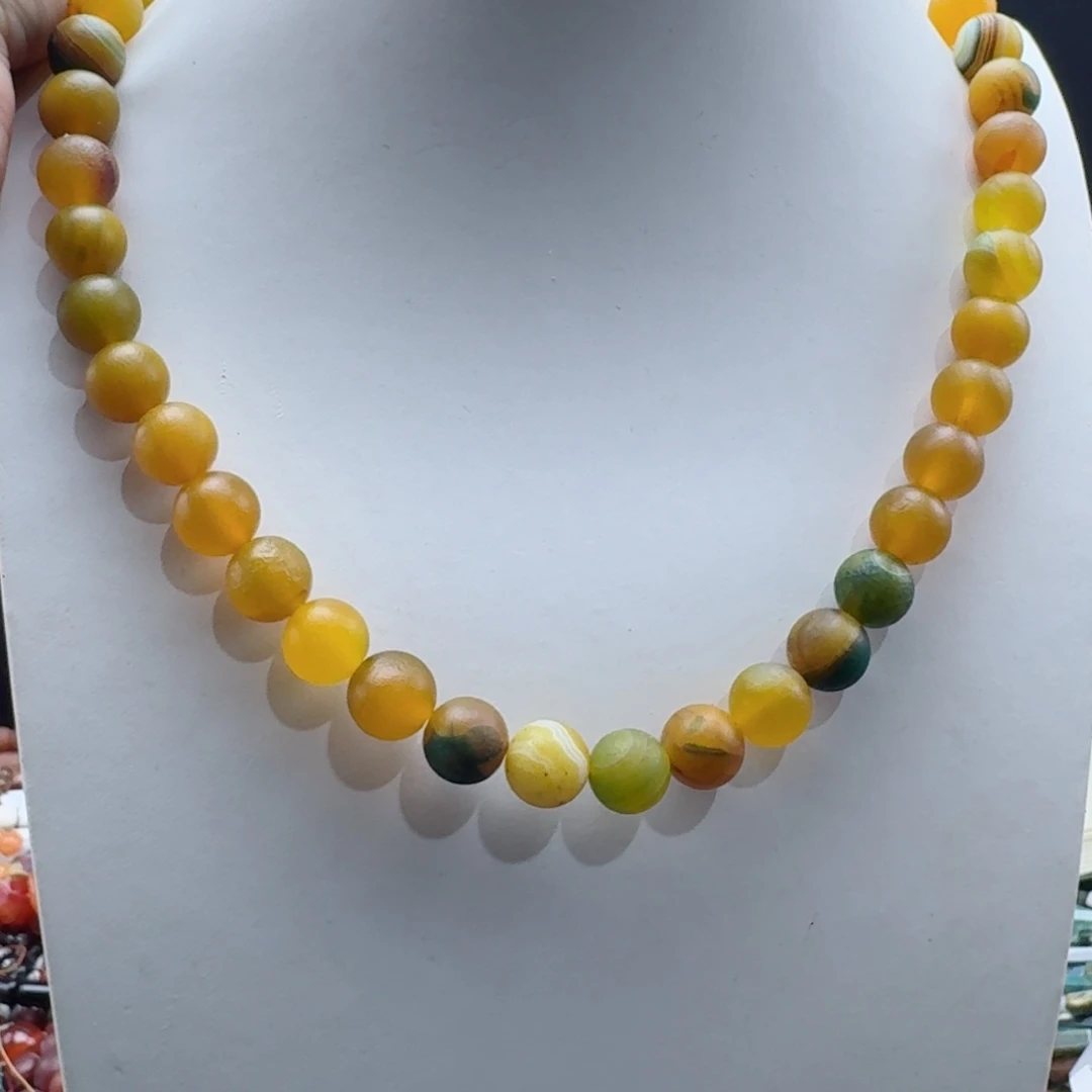 玛瑙/玉髓合金珠宝半成品12磨砂黄玛瑙一条