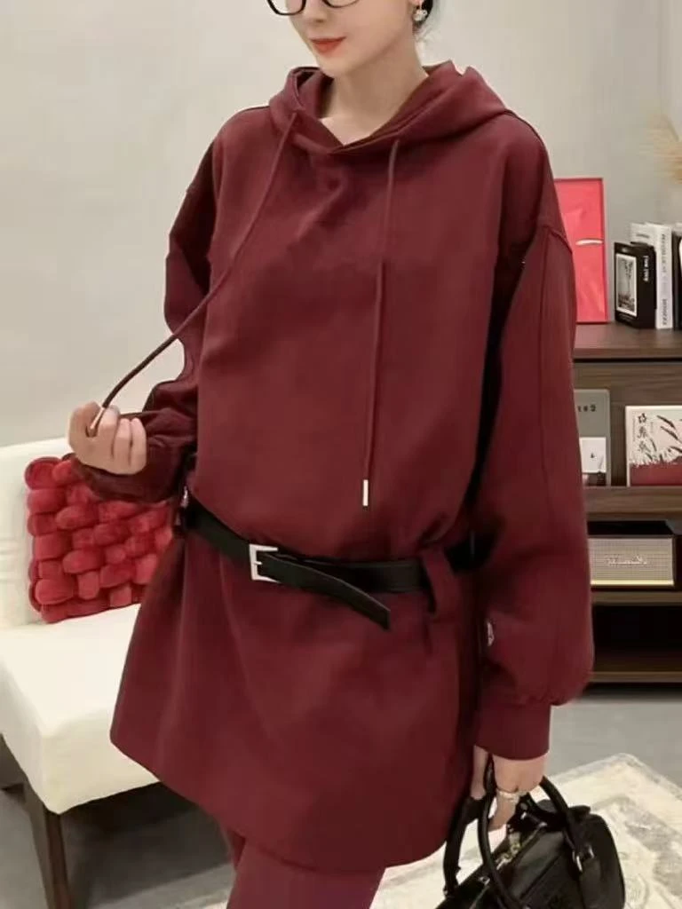 【34060】纯#时尚百搭连帽宽松卫衣裙