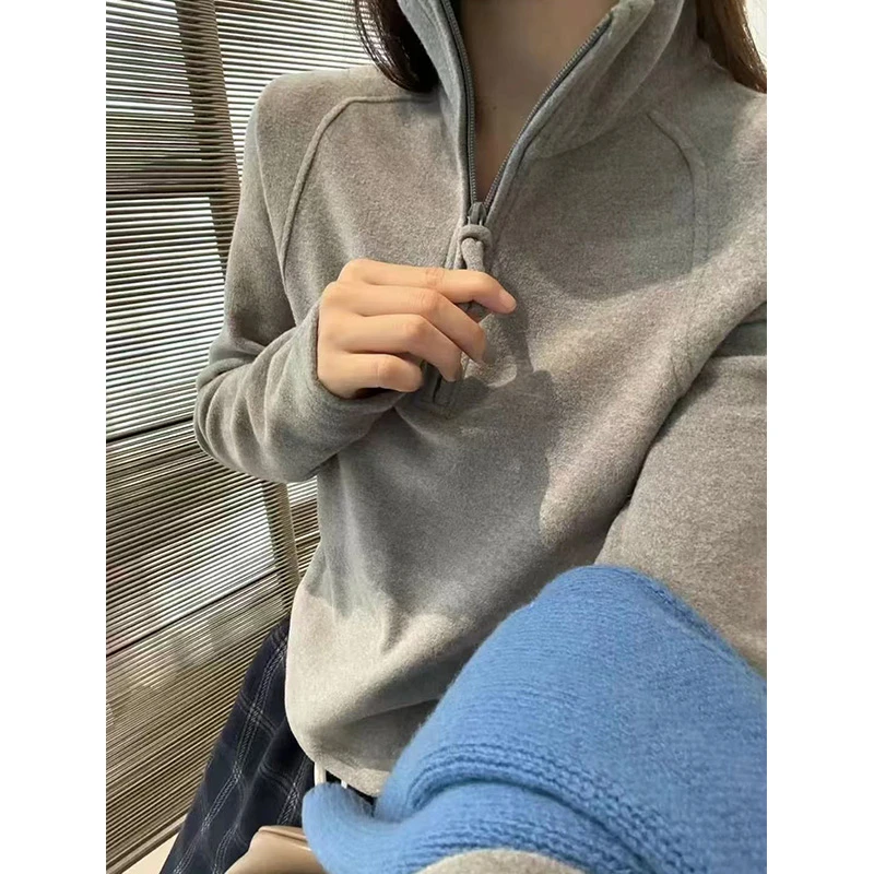 【澳绒半拉链】加厚绒绒感！宽松显瘦线条套头上衣女外套FFTC6626