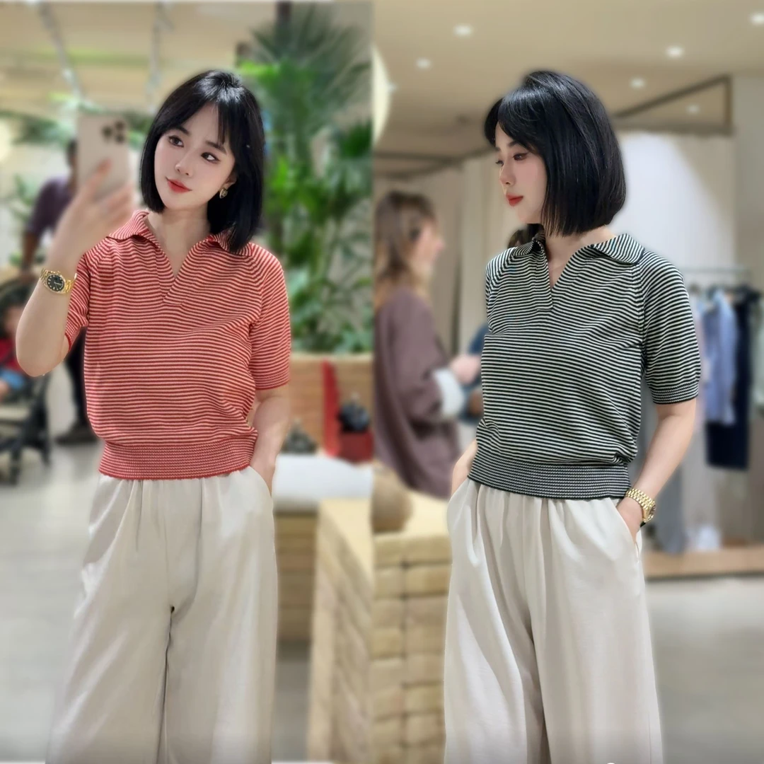 未使用 MaxMara 国现 通勤简约百搭polo领针织 TX0243/TX0244