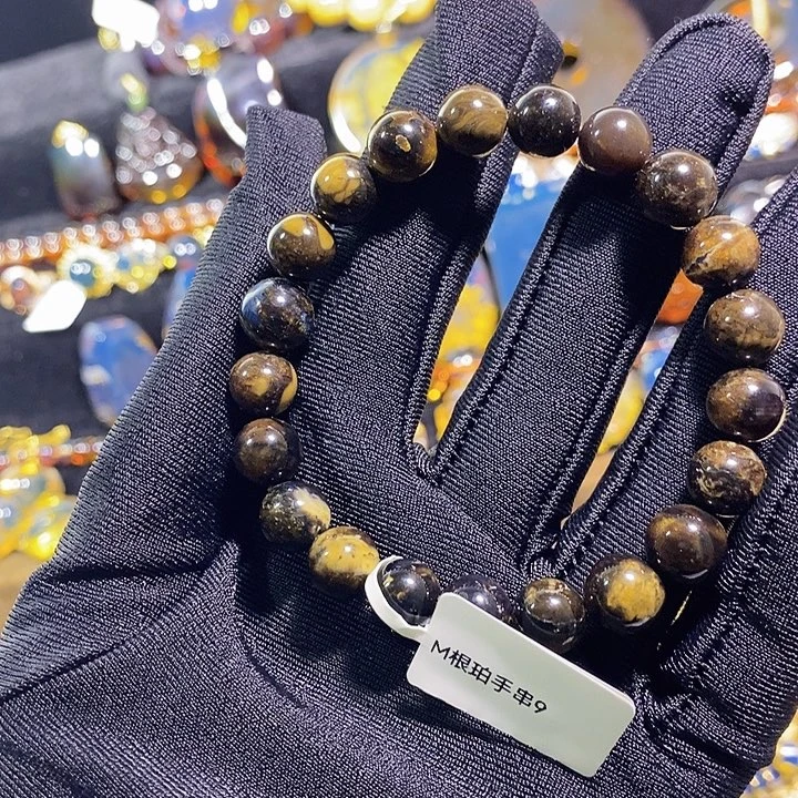 琥珀未镶嵌珠宝奇石根珀手串9