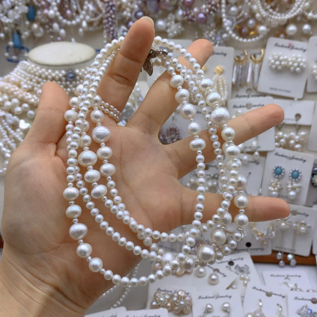 初***泯银S925镶嵌淡水珍珠项链耳饰