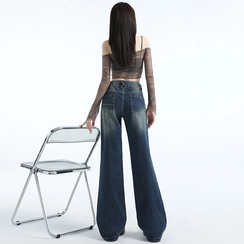 工厂尾货默认瑕疵no退换 2024早春牛仔裤阔腿裤垂坠感高级感