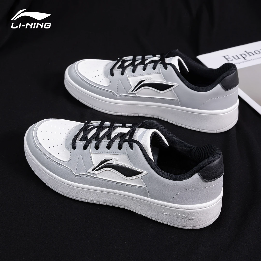 李宁板鞋男鞋冬季新款灰色经典复古风潮鞋低帮舒适百搭小白鞋男款