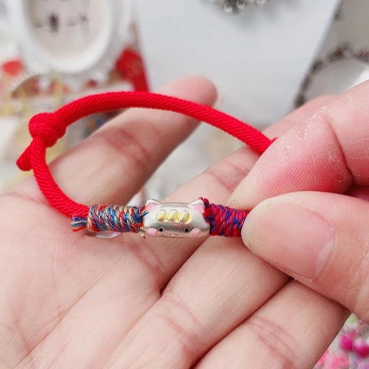 珐琅吊坠足银法棍猫