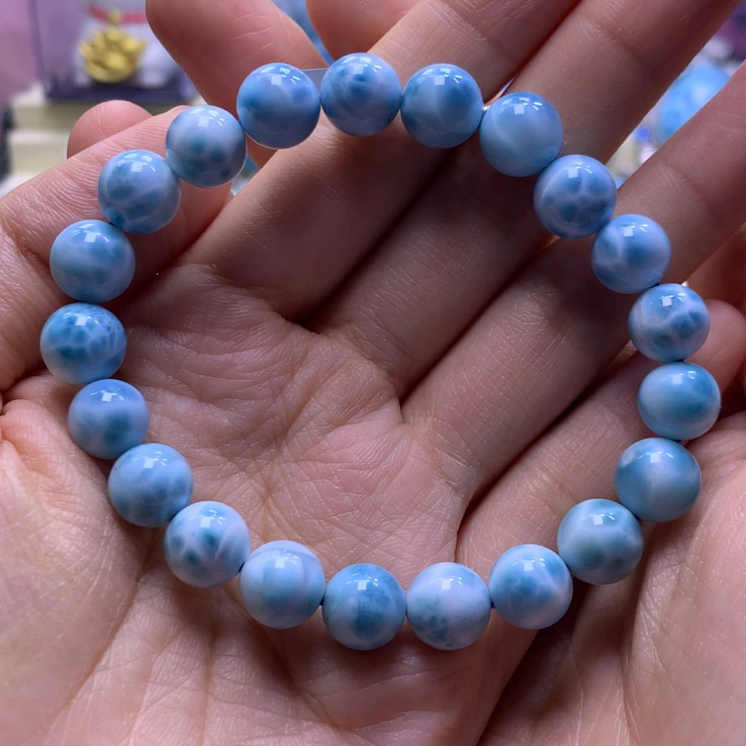 针钠钙石（海纹石）未镶嵌手串8+手串色差略异