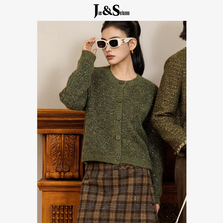 Jue&Seluona10554024绿色毛衣