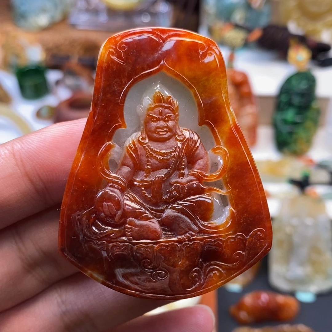 翡翠未镶嵌颈饰财神吊坠