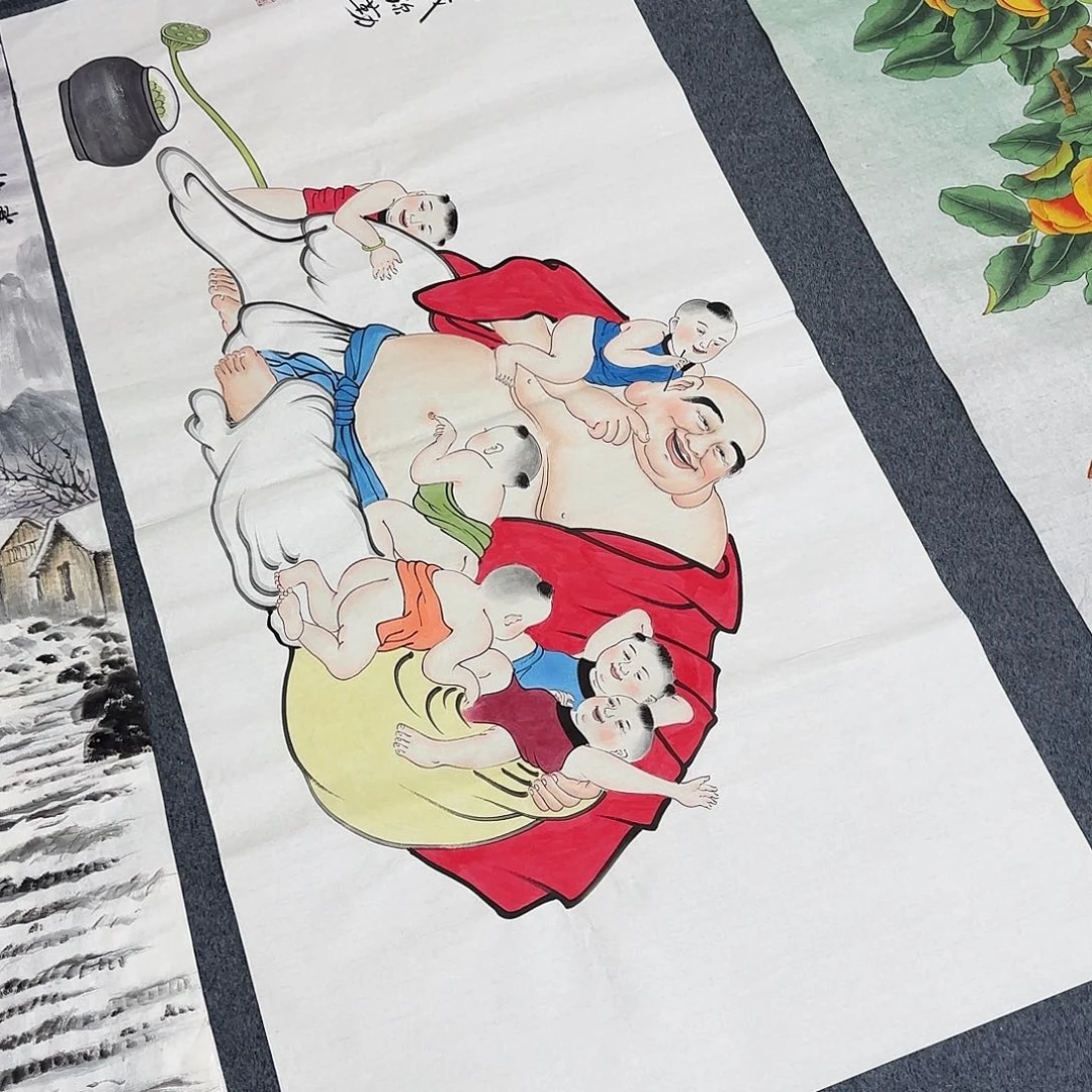 国画彬***真尺寸70X138手绘作品