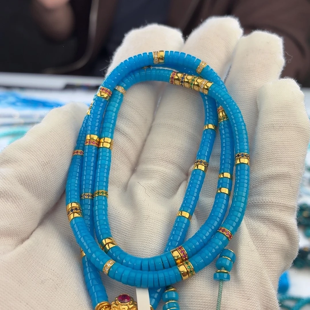 绿松石18K金镶嵌手串4.2mm