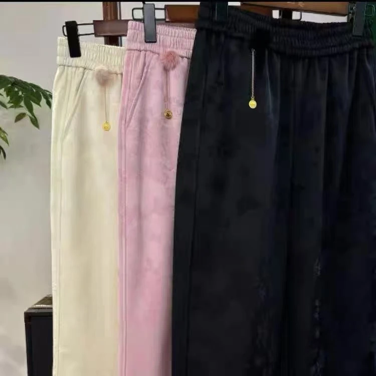 【加绒】新款秋冬新中式休闲裤女宽松直筒气质2024D2222沐沐