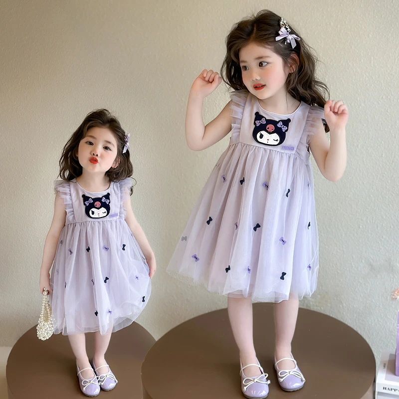 女童库洛米连衣裙2025夏装儿童网纱公主裙女宝宝裙子小飞袖背心裙