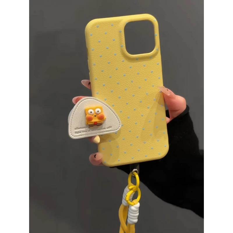 蓝色波点贴件适用苹果16pro创意15手机壳卡通皮纹tpu可爱华为70女