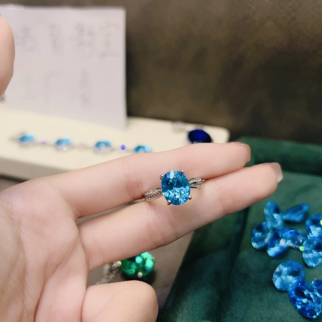 培育蓝宝石培育海蓝宝【小蛮腰】简约大方戒指990