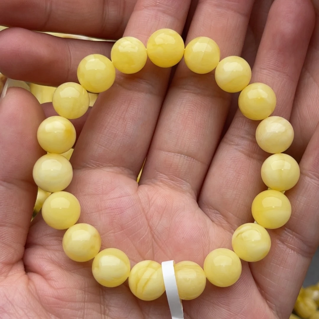 裸石琥珀未镶嵌蜜蜡圆珠手串梦