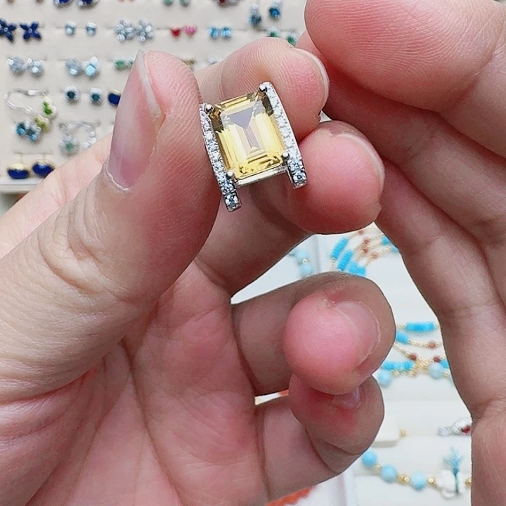 水晶吊坠(不含链)银S925镶嵌吊坠A91