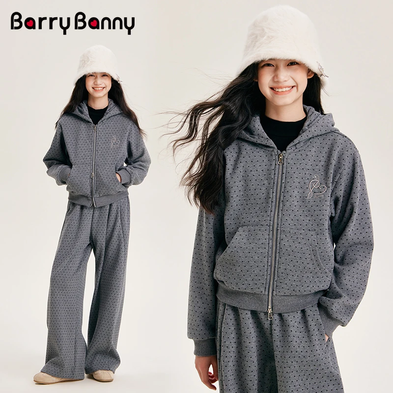 BarryBanny2025女童秋冬新款运动套装加绒保暖两件套中大童儿童
