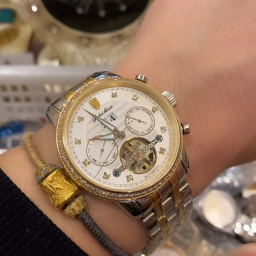 精钢瑞士格雷曼飞轮全自动机械表