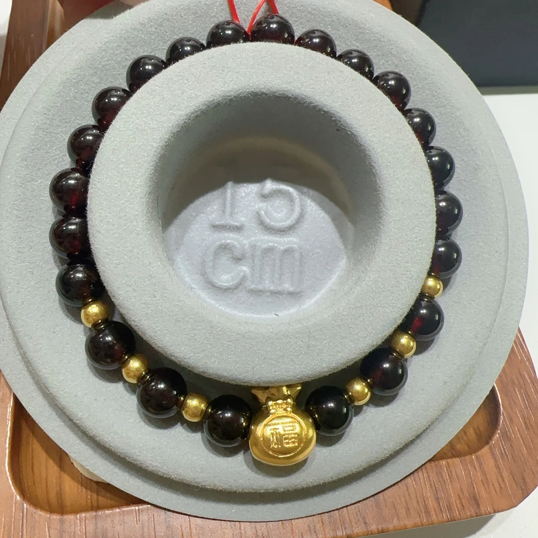 天然石榴石足金999福袋金珠手链女款适合送礼物