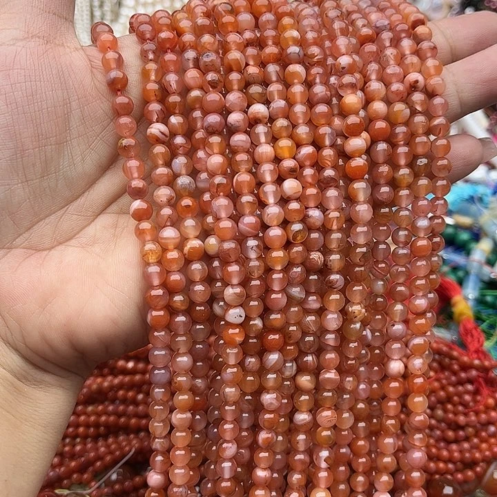 玛瑙/玉髓未镶嵌珠宝半成品一条5.5mm冰飘南红