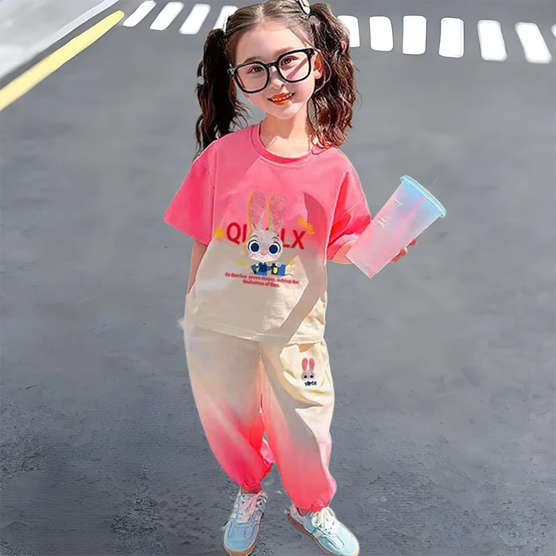 女童套装短袖衣服夏装2025新款洋气时髦宝宝儿童夏季两件套可爱潮